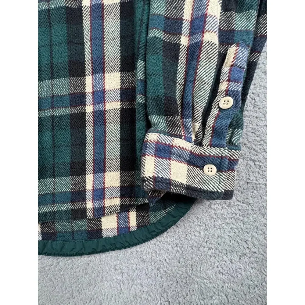 The North Face Button-Up Shirt Men's Size XL Green Plaid Long Sleeves Collared